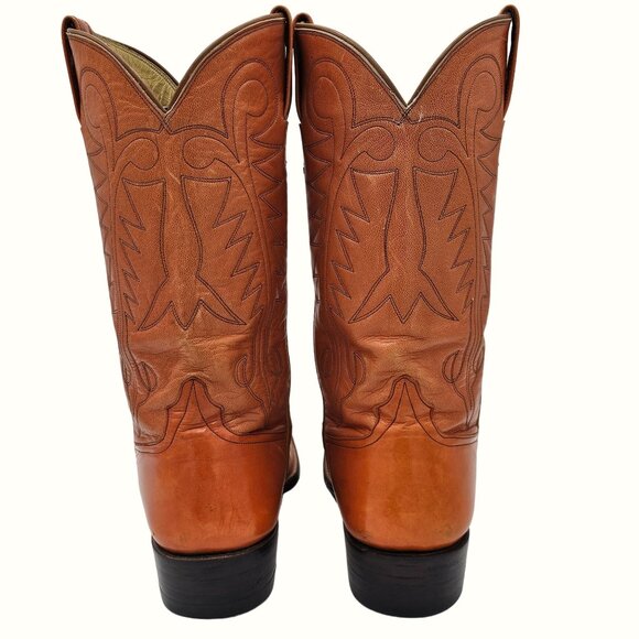 Kangaroo Exotic Bona Allen Cowboy Boots Mens 8D Rust Orange Leather Western 8268 - Picture 5 of 16